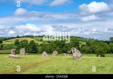 Sarsensteine aus Stanton Drew neolithikum sind die zweitgrößte Antiquität Großbritanniens in Somerset Großbritannien Stockfoto