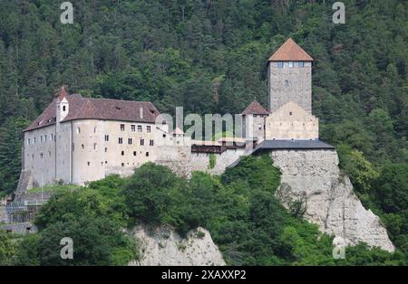 Dorf Tirol, Südtirol, Italien 07. Juni 2024: Hier der Blick von Dorf Tirol, Tirolo oberhalb von Meran auf das bekannte Schloss Tirol, Castel Tirolo,Stammburg der Grafen von Tirol und die Wiege der Grafschaft Tirol, Südtiroler Landesmuseum für Kultur- und Landesgeschichte , Meraner Land, Burggrafenamt, wandern, spazieren, Tourismus, Hotspot, Urlaubsdomizil *** Dorf Tirol, Südtirol, Italien 07 Juni 2024 hier ist der Blick vom Dorf Tirol, Tirol oberhalb von Meran auf das berühmte Tiroler Schloss, Schloss Tirol, Ahnenschloss der Grafen von Tirol und die Wiege der Grafschaft Tirol, Südtiroler Pro Stockfoto