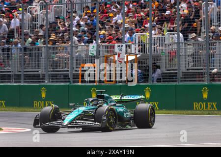 Montreal, Kanada. Juni 2024. Lance Walk of Canada mit dem (18) Aston Martin Aramco Cognizant F1 Team AMR24 Mercedes während des GP du Canada, Formel 1, auf dem Circuit Gilles Villeneuve. Quelle: Alessio Morgese// Emage / Alamy Live News Stockfoto