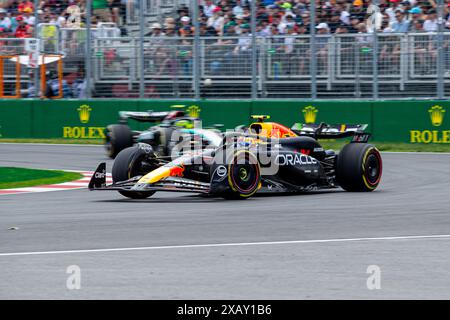 Montreal, Kanada. Juni 2024. Sergio Perez aus Mexiko fuhr den (11) Oracle Red Bull Racing RB20 Honda RBPT während des GP du Canada, Formel 1, auf dem Circuit Gilles Villeneuve. Quelle: Alessio Morgese// Emage / Alamy Live News Stockfoto