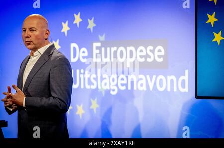 Niederlande. Juni 2024. DEN HAAG - Stefan de Vries während des Europäischen Ergebnisabends der Europawahlen in Nieuwspoort. Sonntag war der letzte Tag der Abstimmung in Europa. ANP ROBIN UTRECHT niederlande Out - belgien Out Credit: ANP/Alamy Live News Stockfoto