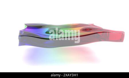 Farbglaswelle auf weißem BG 3D-Rendering Stockfoto