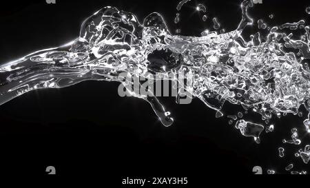 Wasserstrahlstrahl-Sprüheffekt realistischer kosmetischer Nebel Flüssigkeit Super 3D-Rendering Stockfoto