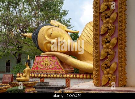 Liegender Buddha, Wat That Khao, Vientiane, Laos Stockfoto