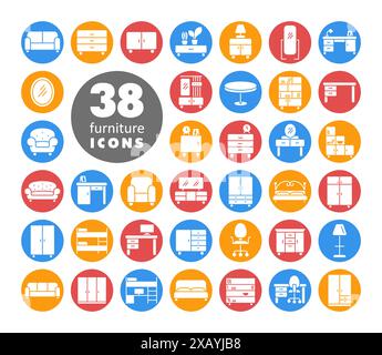 Einfaches Set Möbelvektor-Symbol. Diagrammsymbol für Möbel, Website- und Apps-Design, Logo, App, UI Stock Vektor