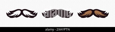 Hipster-Schnurrbart. Comic Face Party Dekorationsset. Klassischer Schnurrbart, Vatertag-Symbol. Italien Schnurrbart-Symbol, Vektor-Illustration Stock Vektor