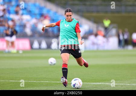 Madrid, Madrid, Spanien. Juni 2024. Bibiane Schulze vom Athletic Club wärmt sich vor dem Spiel zwischen Real Madrid und Athletic Club im Rahmen der Liga F 2024 am 9. Juni 2024 in Madrid auf. (Foto von Dennis Phlips/PxImages) (Credit Image: © Dennis Phlips/PX Imagens via ZUMA Press Wire) NUR REDAKTIONELLE VERWENDUNG! Nicht für kommerzielle ZWECKE! Stockfoto