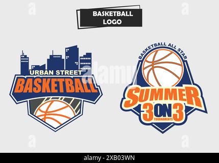Basketball Vektor-Logo-Set – perfekt für Sportmannschaften, Sportmarken, Basketball-Camps und Event-Promotions Stock Vektor