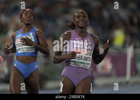 Rom, Italien. Juni 2024. Leichtathletik: Europameisterschaften, Europameisterschaften: Dina Asher-Smith Großbritannien, 100-m-Finale bei den Europameisterschaften. Quelle: Michael Kappeler/dpa/Alamy Live News Stockfoto