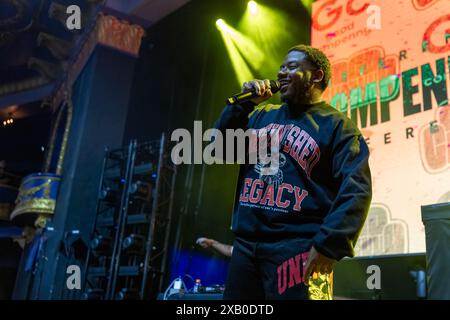 Milwaukee, USA. Juni 2024. Rapper LaRussell (LaRussell Thomas) während des Wiscansin fest at the Rave am 8. Juni 2024 in Milwaukee, Wisconsin (Foto: Daniel DeSlover/SIPA USA) Credit: SIPA USA/Alamy Live News Stockfoto