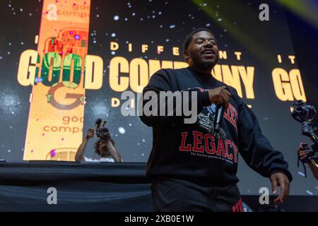 Milwaukee, USA. Juni 2024. Rapper LaRussell (LaRussell Thomas) während des Wiscansin fest at the Rave am 8. Juni 2024 in Milwaukee, Wisconsin (Foto: Daniel DeSlover/SIPA USA) Credit: SIPA USA/Alamy Live News Stockfoto