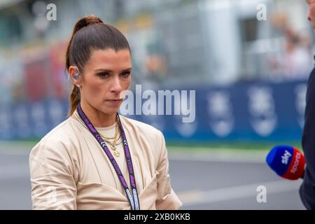 Montreal, Kanada. Juni 2024. Danika Patrick (USA) F1 TV Moderatorin während des Formel 1 AWS Grand Prix du Canada 2024, Montreal, Quebec, Kanada, vom 6. Bis 9. Juni - Runde 9 von 24 von 2024 F1 World Championship Credit: Alessio de Marco/Alamy Live News Stockfoto