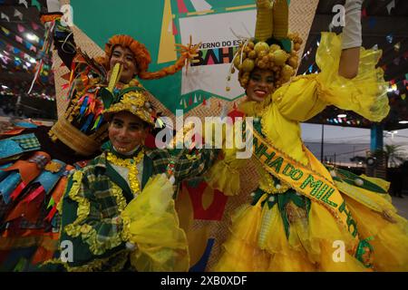 Sao-Joao-Feierlichkeiten in Bahia salvador, bahia, brasilien - 28. Mai 2024: Juni-Gang tritt während der Feier der Sao-Joao-Feierlichkeiten in der Stadt Salvador auf. SALVADOR BAHIA BRASILIEN Copyright: XJoaxSouzax 280524JOA00228 Stockfoto