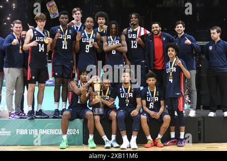 US Basketball U18 Nationalmannschaft. FIBA Basketball Americup U18 Champions - Buenos Aires 2024 Stockfoto