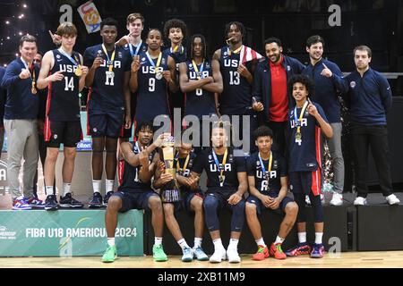 US Basketball U18 Nationalmannschaft. FIBA Basketball Americup U18 Champions - Buenos Aires 2024 Stockfoto