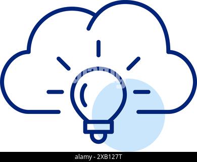 Cloud-Innovation und intelligente Datenspeicherlösungen. Glühlampe. Pixelperfektes, bearbeitbares Konturvektorsymbol Stock Vektor