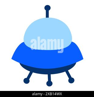 Alien-Raumschiff, Raumschiffe und UFO. Kosmisches Schiff in Form einer Untertasse für den Transport. Kinder Clip Art. Vektor-Zeichentrick flache Illustration für Raum Stock Vektor