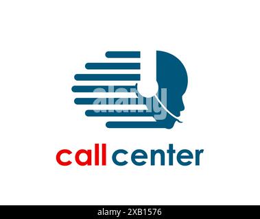 Symbol für Call Center und Kundendienst mit Vektoroperator der Hotline oder Help Line, Telefon-Headset, Kopfhörer und Mikrofon. Symbol für Callcenter, Hotline oder Helpline des Kundendienstes Stock Vektor