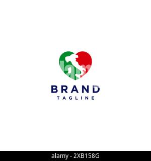 Herzsymbol mit italienischem Landkartenmotiv. Italien Landkarte Im Herzsymbol-Logo-Design. Stock Vektor