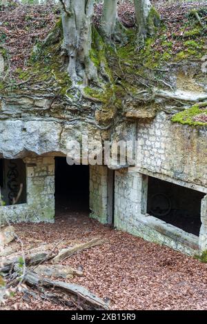 Kalksteinbrüche, die während des Ersten Weltkriegs für militärische Zwecke umgebaut wurden Stockfoto