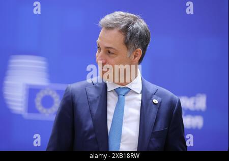 Brüssel, Belgien April 2024. Dieses Foto zeigt den belgischen Premierminister Alexander de Croo, der am 18. April 2024 an einem EU-Treffen in Brüssel teilnimmt. Aufgrund der enttäuschenden Leistung seiner Open VLD-Partei bei den Parlamentswahlen kündigte der belgische Premierminister Alexander de Croo am Sonntagabend an, dass er ab dem 10. Juni zurücktreten werde. Quelle: Zhao Dingzhe/Xinhua/Alamy Live News Stockfoto