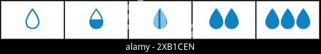 Feuchtigkeitsskala. Wasserstandsanzeige. Feuchtemesstabelle. Wassertropfen. Angenehme Luftfeuchtigkeit. Infografik-Element entwerfen Stock Vektor