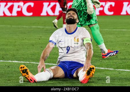 Bordeaux, Frankreich. Juni 2024. Frankreichs Stürmer #09 Olivier Giroud während des internationalen Freundschaftsfußballspiels zwischen Frankreich und Kanada im Matmut Atlantique Stadion in Bordeaux am 9. Juni 2024. Foto: Thibaud MORITZ/ABACAPRESS. COM Credit: Abaca Press/Alamy Live News Stockfoto