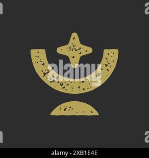 Esoterischer goldener abstrakter Kelch mit leuchtendem Stern magische Zeremonie Gefäß dekoratives Design Grunge Textur Vektor Illustration. Mythische Vase mit Schale Stock Vektor