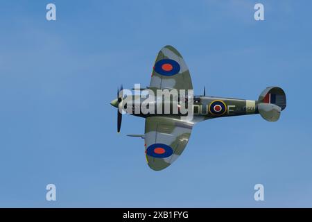 Vickers, Supermarine, Spitfire, LFVC, AR501, g-AWII, Shuttleworth, Biggleswade, Bedford, England, Vereinigtes Königreich. Stockfoto