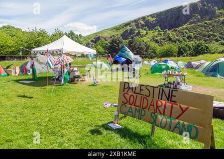 Palästinensisches Solidaritätslager vor dem schottischen Parlament Stockfoto