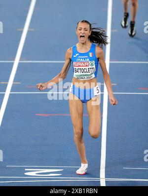 Nadia Battocletti gewann 35,29 bei den Leichtathletik-Europameisterschaften 2024 am 7. Juni 2024 im Olympiastadion in Rom, Italien einen Meisterschaftsrekord von 5000 m bei den Frauen Foto: SCS/Soenar Chamid/AFLO (HOLLAND OUT) Stockfoto