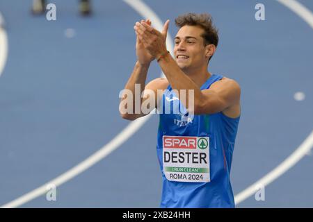 Roma, Italien. Juni 2024. Italiens Dario Dester tritt 100-m-Decathlon-Männer bei der 26. Ausgabe der Leichtathletik-Europameisterschaft 2024 in Rom an - Montag, 10. Juni 2024 - Sport, Leichtathletik (Foto: Fabrizio Corradetti/LaPresse) Credit: LaPresse/Alamy Live News Stockfoto