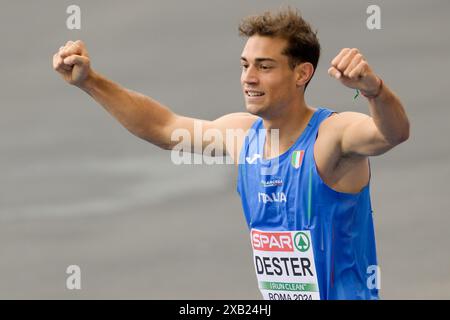 Roma, Italien. Juni 2024. Italiens Dario Dester tritt 100-m-Decathlon-Männer bei der 26. Ausgabe der Leichtathletik-Europameisterschaft 2024 in Rom an - Montag, 10. Juni 2024 - Sport, Leichtathletik (Foto: Fabrizio Corradetti/LaPresse) Credit: LaPresse/Alamy Live News Stockfoto