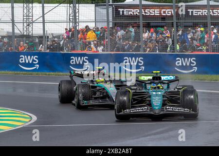 Montreal, Kanada. Juni 2024. Fernando Alonso aus Spanien fuhr das (14) Aston Martin Aramco Cognizant F1 Team AMR24 Mercedes während des GP du Canada, Formel 1, auf dem Circuit Gilles Villeneuve. Quelle: Alessio Morgese/Alessio Morgese/Emage/Alamy Live News Stockfoto