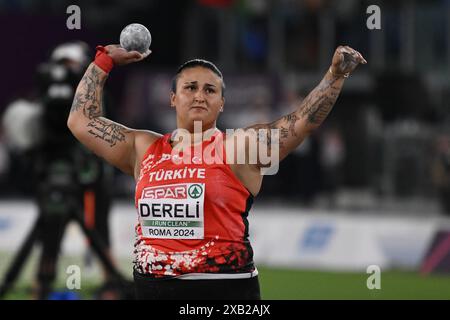 Emel Dereli während der Shot-Put-Leichtathletik-Europameisterschaft 2024 im Olympiastadion am 7. Juni 2024 in Rom, Italien. Stockfoto