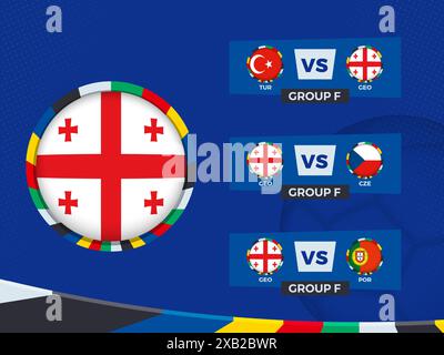 Spielplan des Georgia Football Teams in der Gruppenphase. Vektorvorlage. Stock Vektor