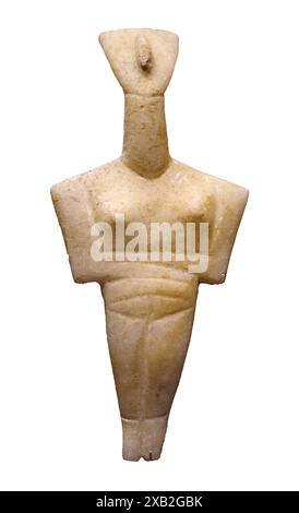 KYKLADISCHE KUNST, weibliche Figur des kanonischen Typs, Chalandriani-Sorte. Frühe Bronzezeit 2700-2300 v. Chr. Syros, Griechenland. Stockfoto