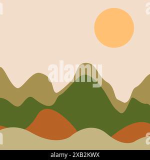 Bergszene abstrakte Hintergrundlandschaft in Pastellfarben. Kreative Minimalvektor-Illustration für Typografie Grußkarte Event Flyer Poster Geschichte BA Stock Vektor