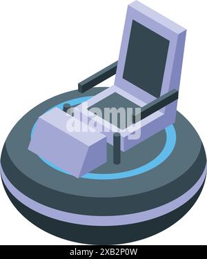 Futuristisches Taxi mit Runddrohne, das auf einen Passagier mit komfortablem Sitz und innovativem Transport wartet Stock Vektor