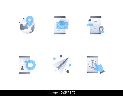 Kommunikation und Gespräche – Symbole im flachen Design Stock Vektor