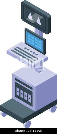 Medizinisches Ultraschallgerät, das Bilder für Ärzte und Pflegekräfte anzeigt, die in einem Krankenhaus arbeiten Stock Vektor