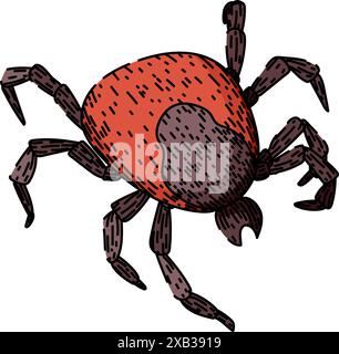 lyme Tick Skizze Hand gezeichneter Vektor Stock Vektor