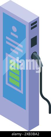 Moderne Ladestation für Elektrofahrzeuge mit digitalem Display zur Anzeige des Energieflusses Stock Vektor