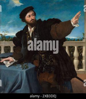 Vintage-Kunstwerk Porträt eines Mannes, möglicherweise Girolamo Rosati, Lorenzo Lotto (italienisch Stockfoto