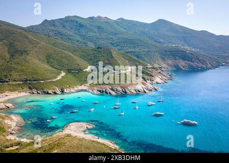 Luftaufnahme der Küste von Korsika, Frankreich Stockfoto