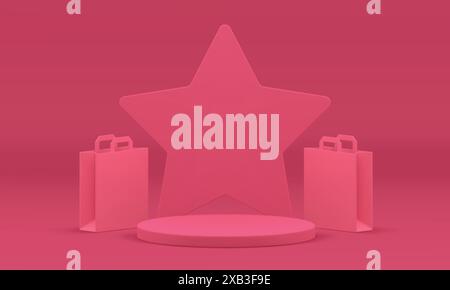 Beste Qualität Produktpräsentation Podium Display Award Arena Verkauf Rabatt Sonderangebot 3D Design realistische Vektorillustration. Standfuß-Shopping Stock Vektor