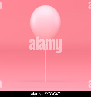Rosa 3D Luftballon Jahrestag alles Gute zum Geburtstag festliche Glückwünsche realistische Vektor-Illustration. Aufblasbare Premium-Gummifeiertage Stock Vektor