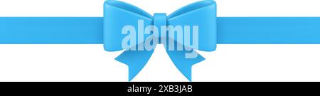 Blaues Schleifenband eingewickelt festliches Paket Geburtstagsjubiläum Glückwünsche 3D Icon realistische Vektor-Illustration. Seide Überraschung Urlaub PA Stock Vektor