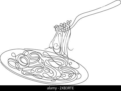 Spaghetti-Strichgrafik-Illustration für Dekoration minimalistisch einzeilig Stock Vektor