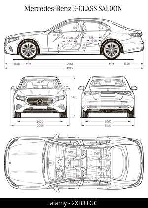 2024 Mercedes-Benz E-Klasse Limousine-Plan Stock Vektor
